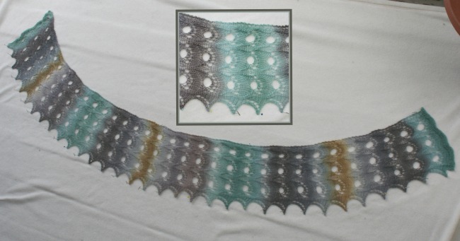 wet blocking lace - pinned and drying