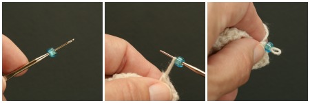 setting a bead in crochet with a crochet hook