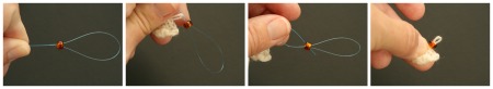 adding beads to crochet with dental floss threader