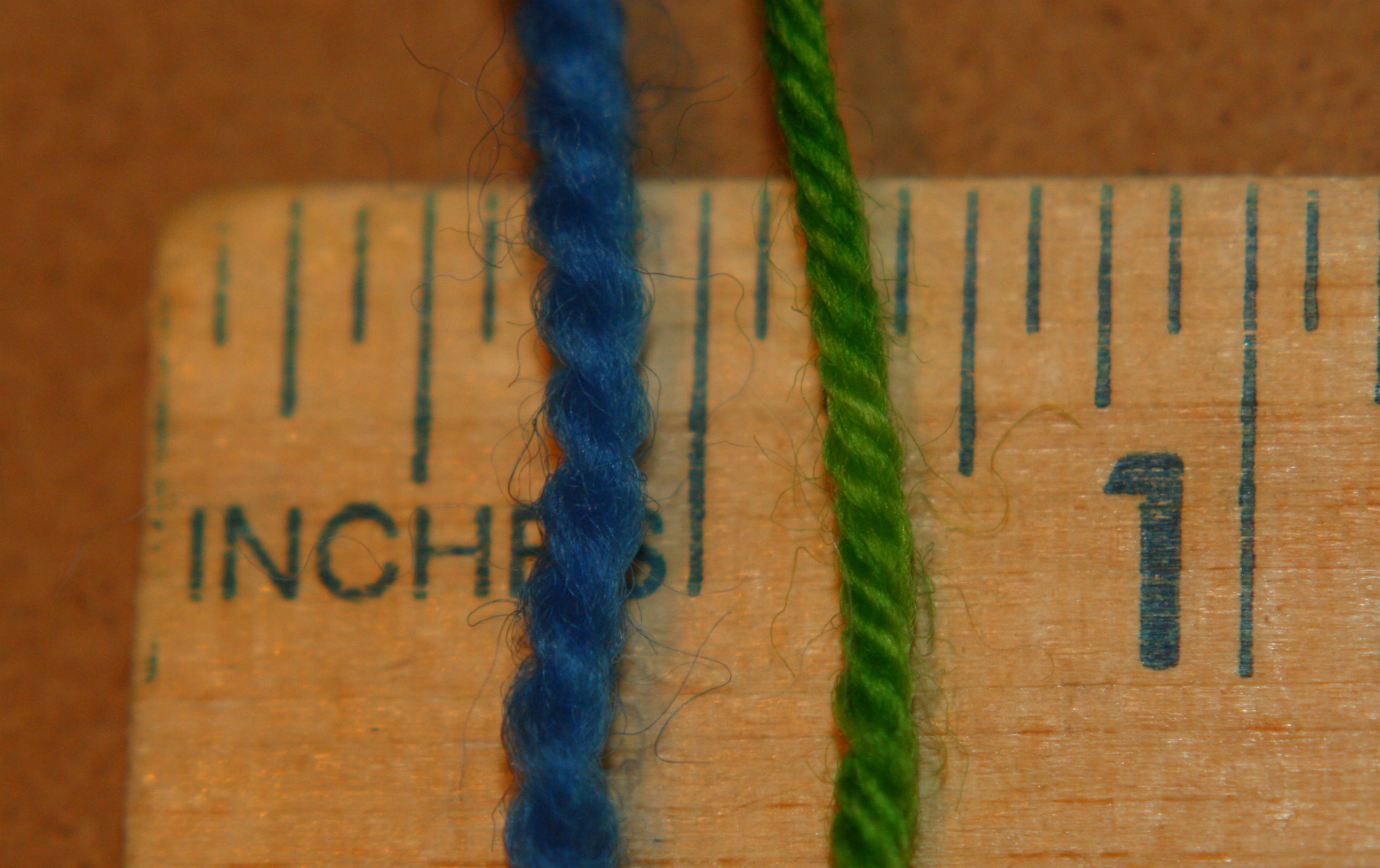 two different fingering weight yarns