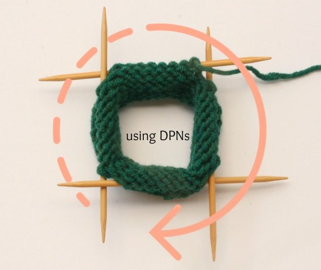 using DPNs to knit in the round