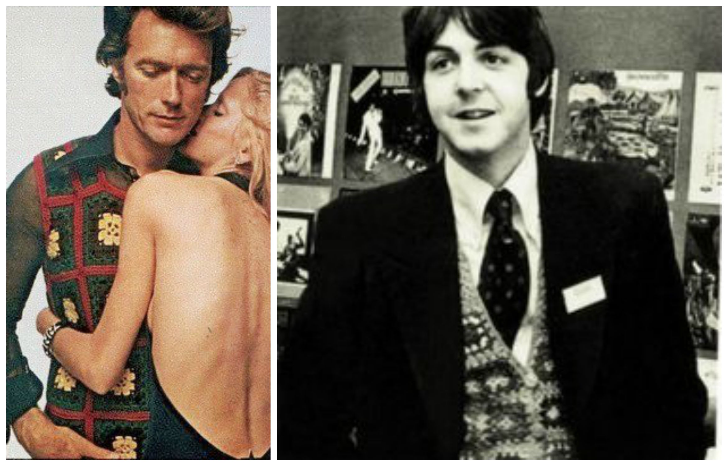 clint eastwood and paul in their granny square vests