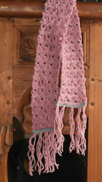 Broomstick Lace crochet scarf for a child
