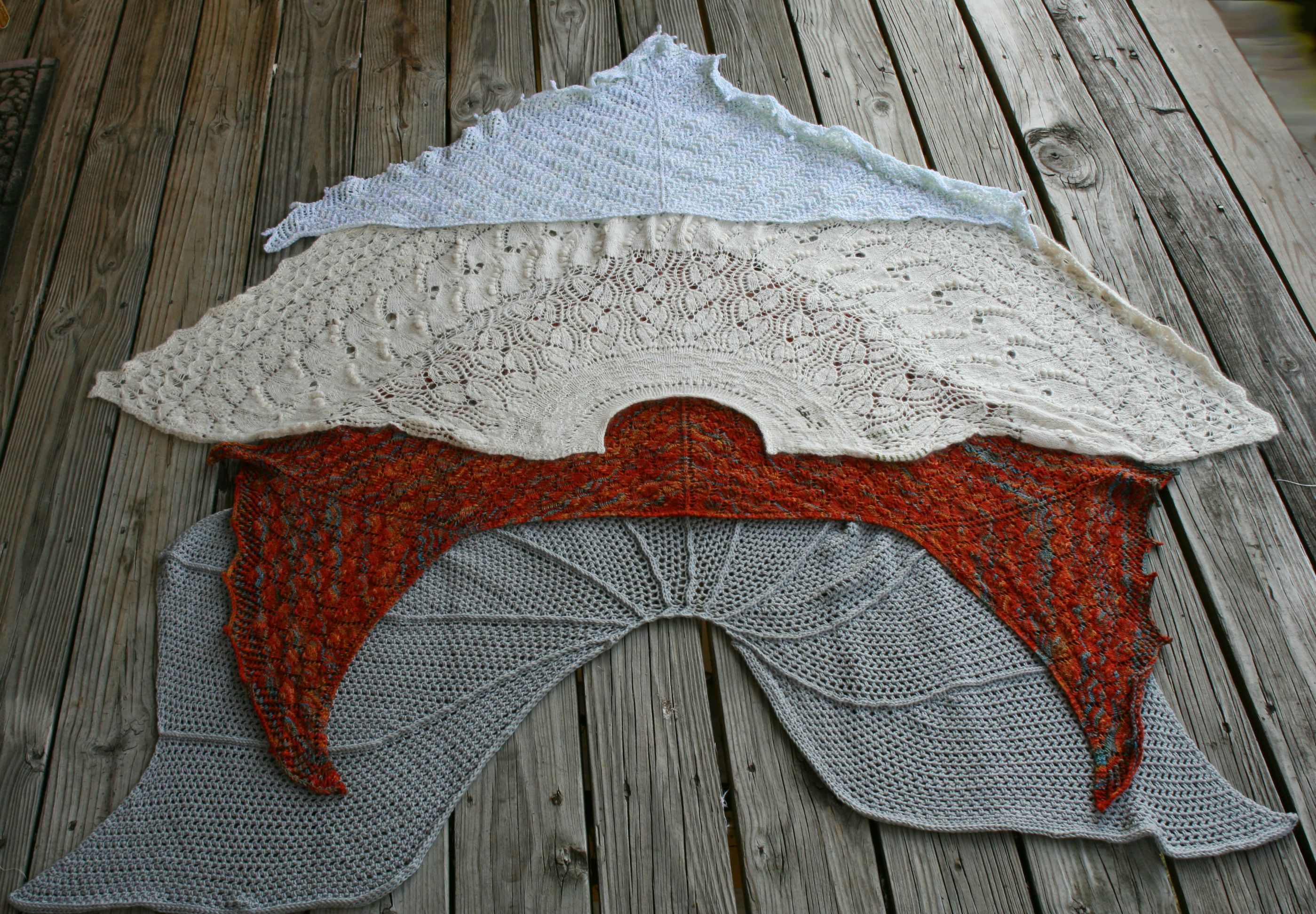 hand knit and crocheted shawls