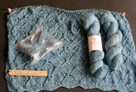 in progress knitted stole