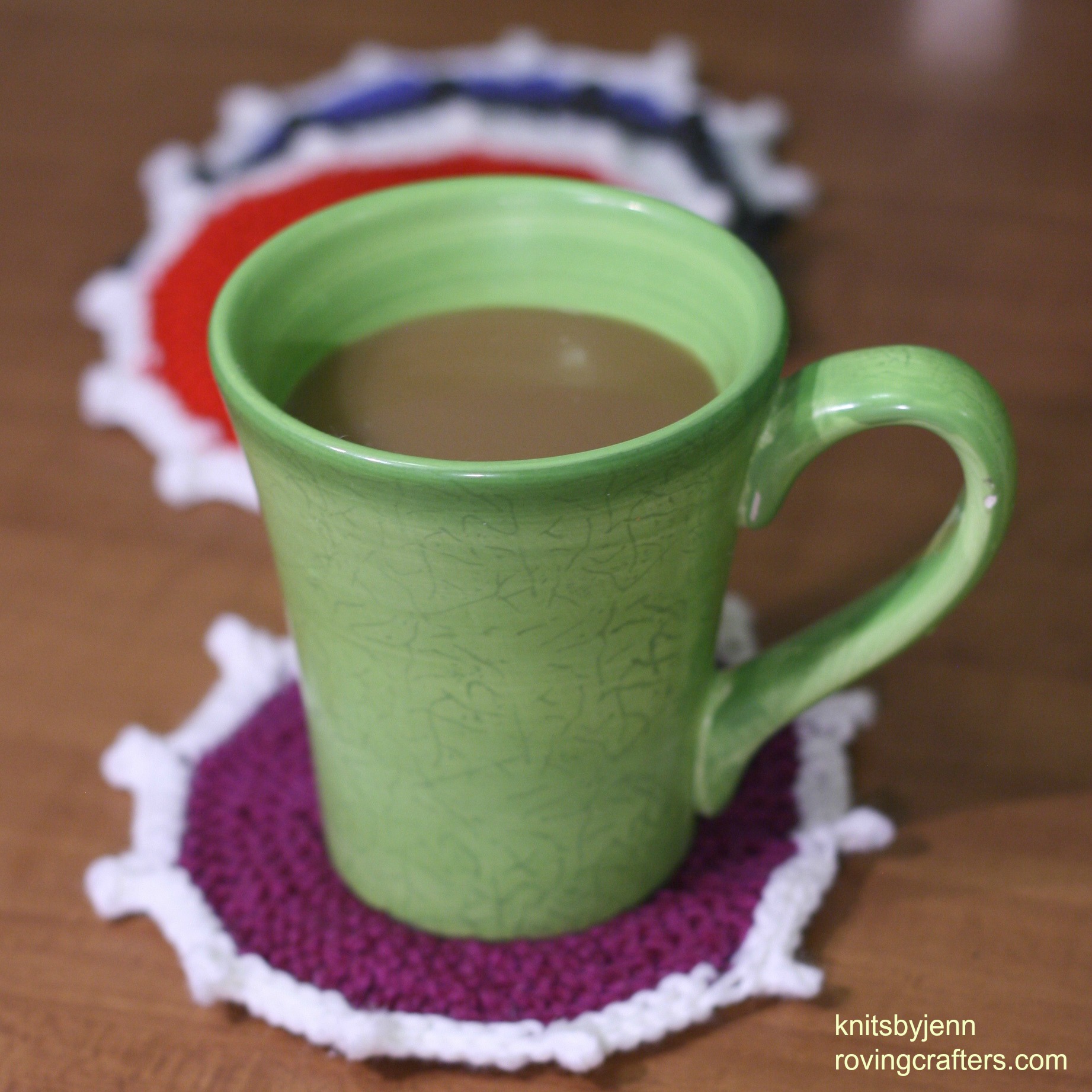 free knit pattern - knitted coasters