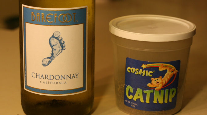 celebration with wine and catnip