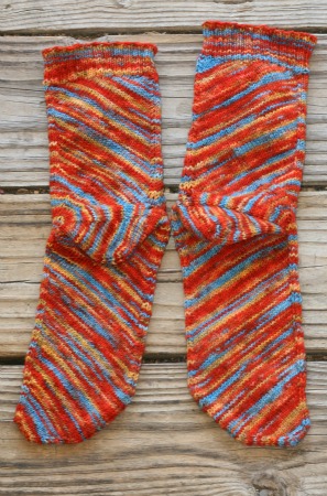 Finished pair of Skew Socks... and they still look weird.