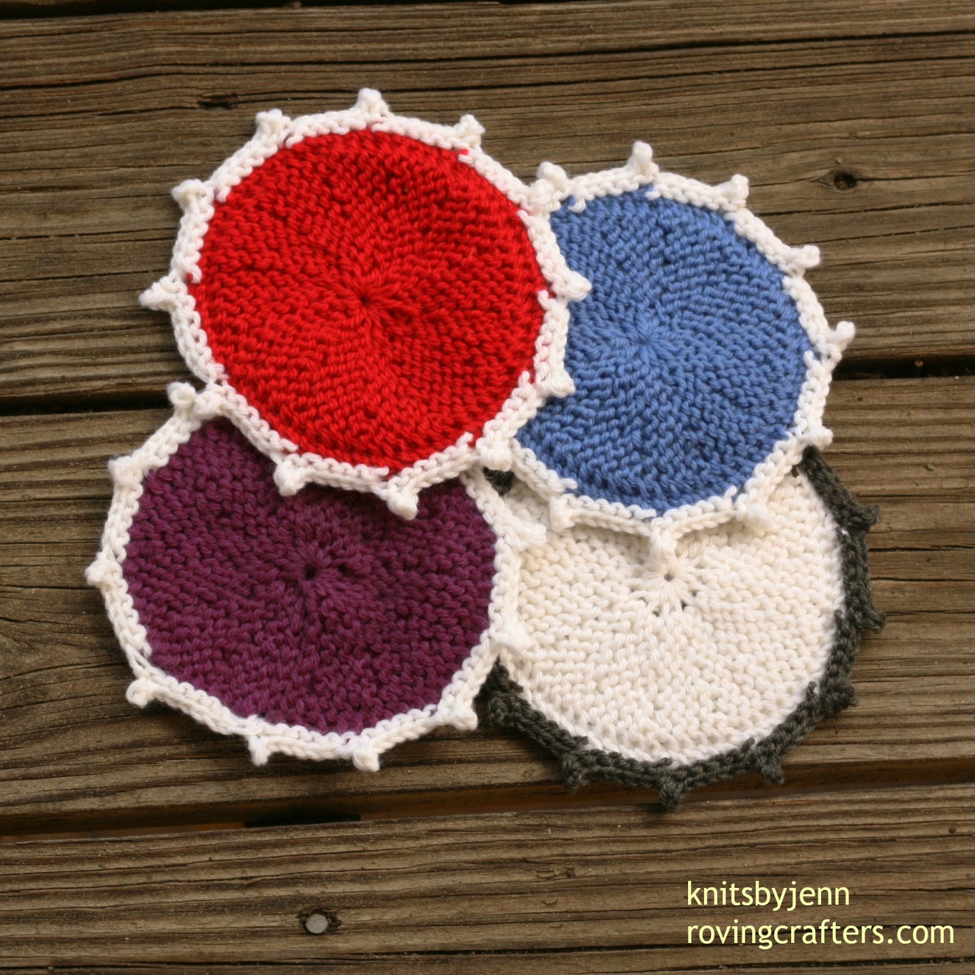 free knit pattern - knitted coasters