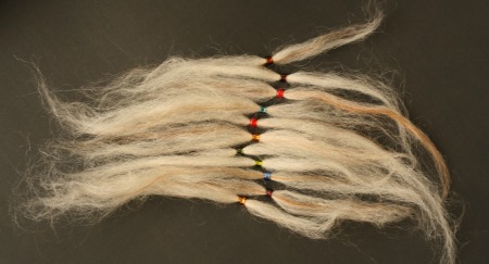 beads pre-strung onto fiber and ready for spinning