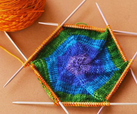 knitted pinwheel made with Noti Yarn